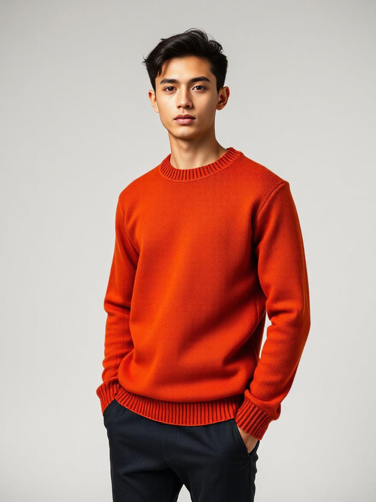 Rust Merino Crew Neck Sweater
