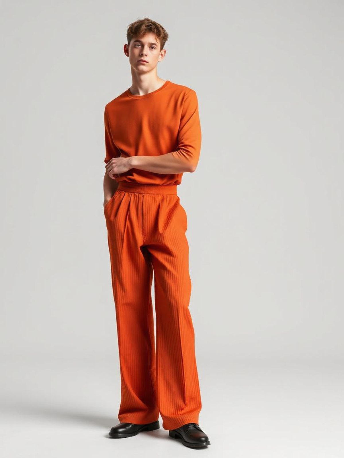 Rust Pleated Wide Trousers