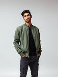 Sage Faux Suede Bomber Jacket