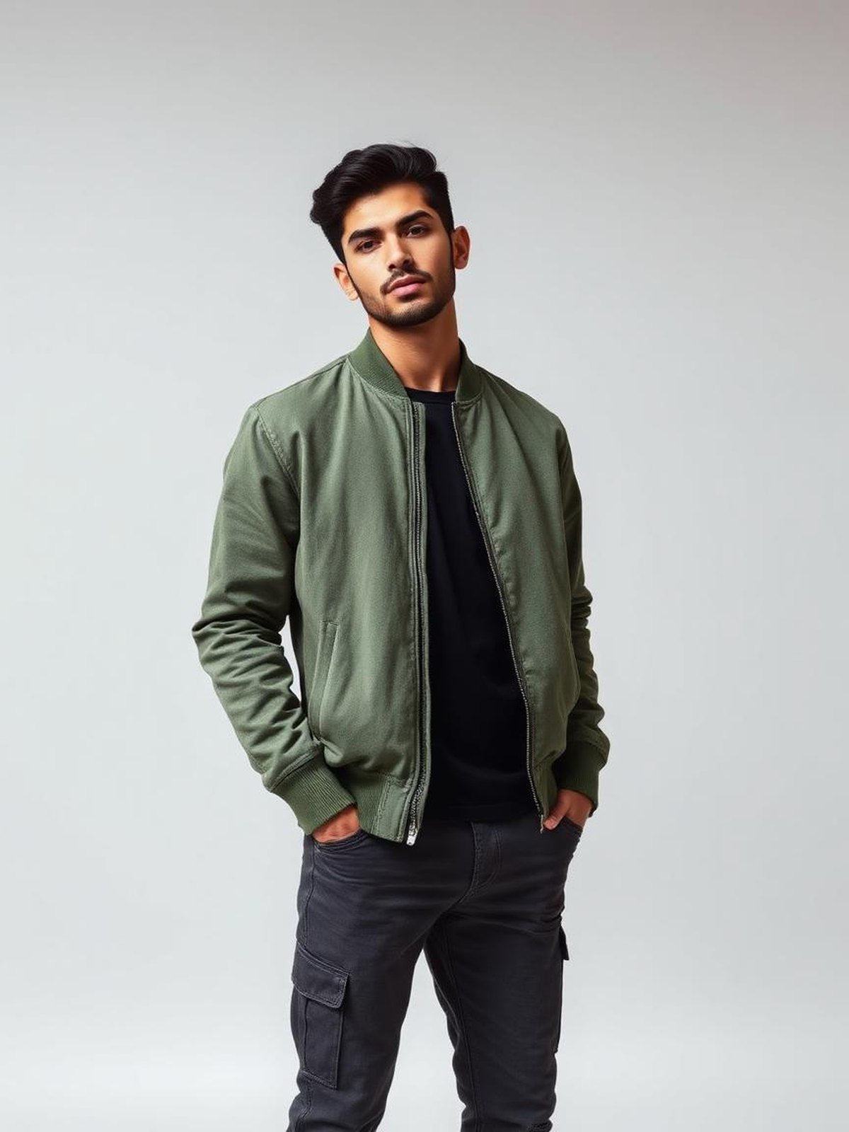 Sage Faux Suede Bomber Jacket
