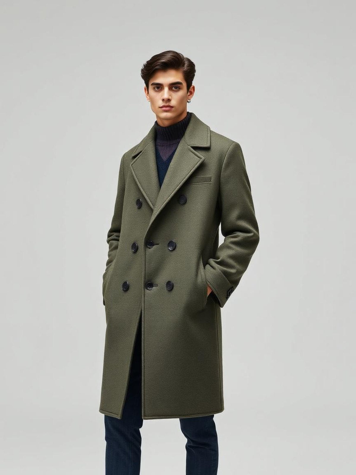 Sage Wool Blend Overcoat