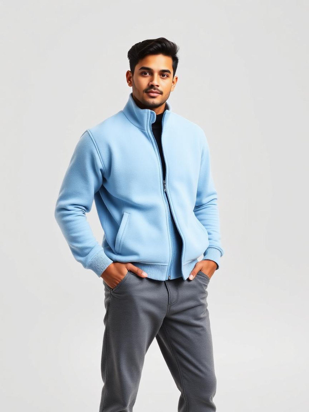 Sky Blue Fleece Zip Jacket