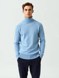 Sky Blue Ribbed Turtleneck Sweater