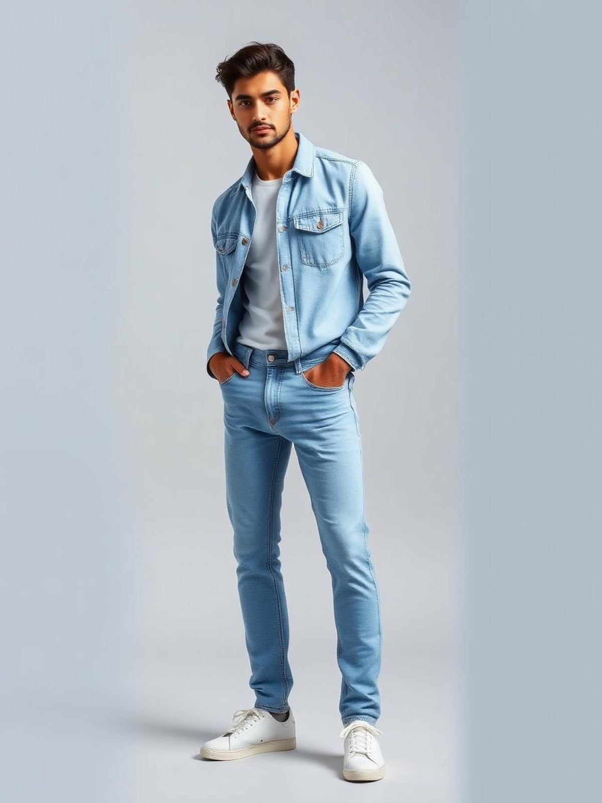 Sky Blue Slim Tapered Jeans