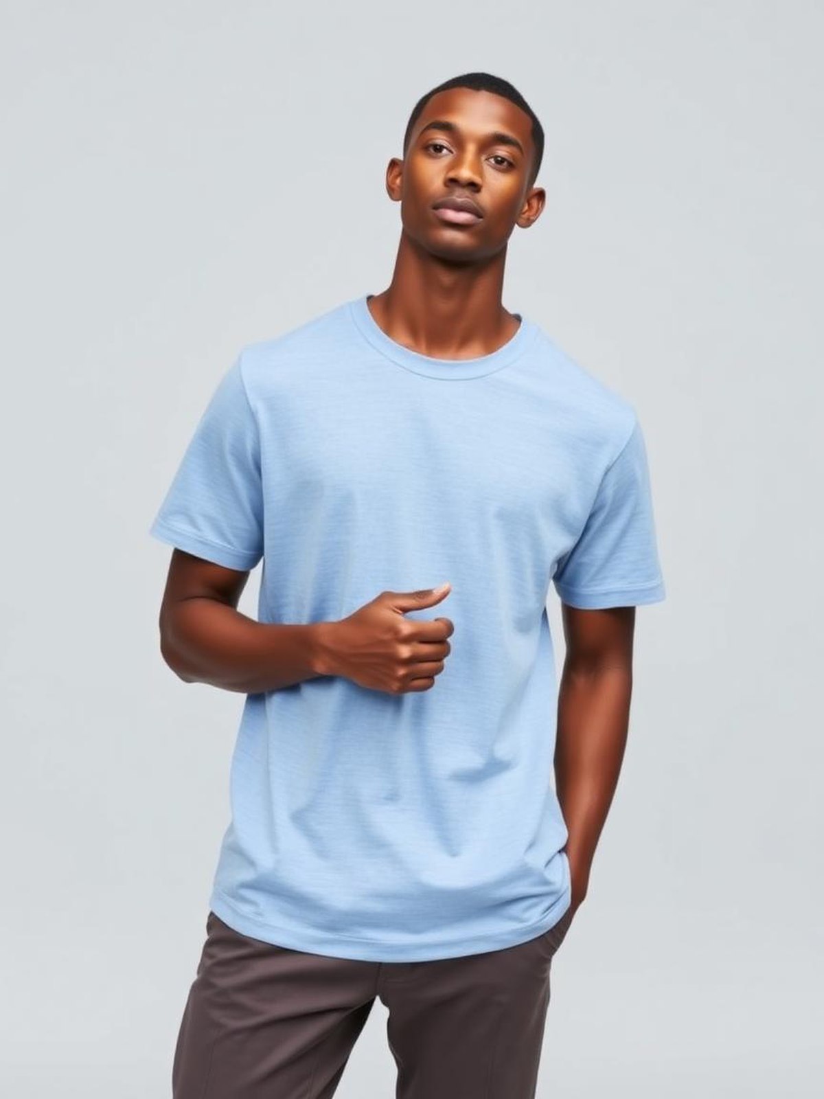 Sky Blue Slub Crew Neck Tee