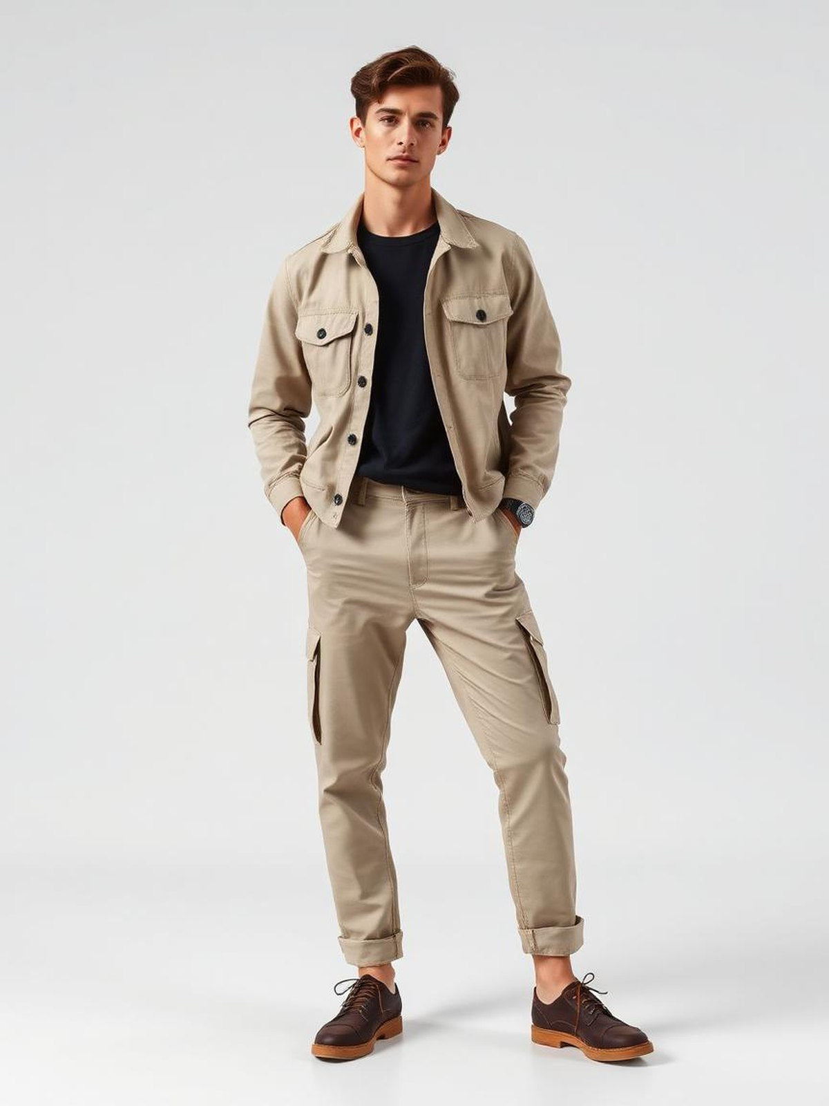 Stone Cargo Utility Trousers
