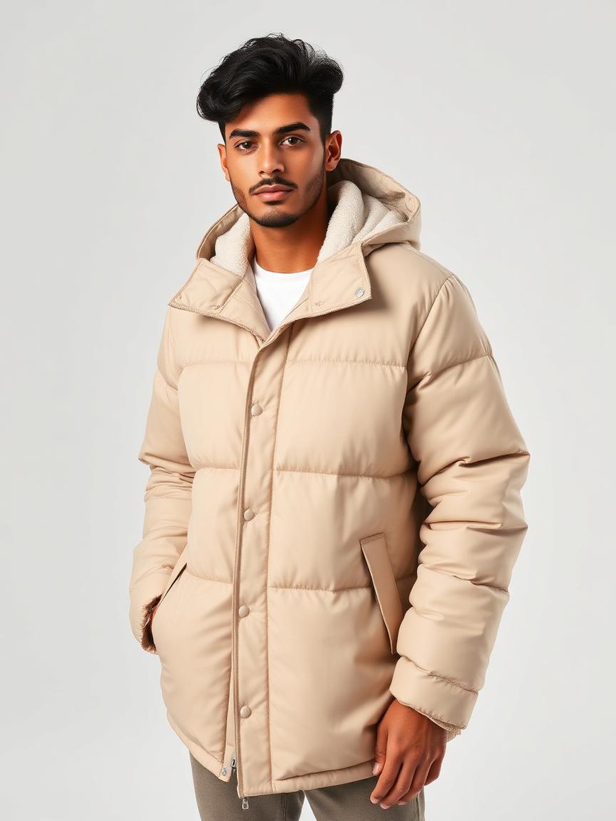 Stone Hooded Puffer Jacket