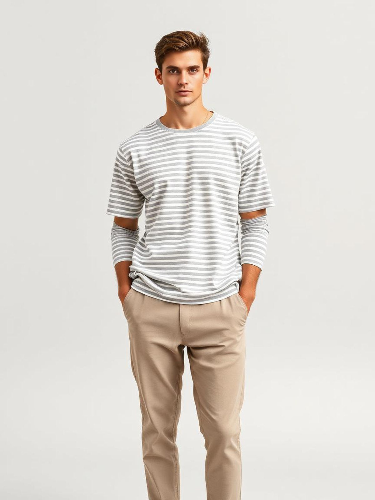 Stone Striped Breton Tee — Stone