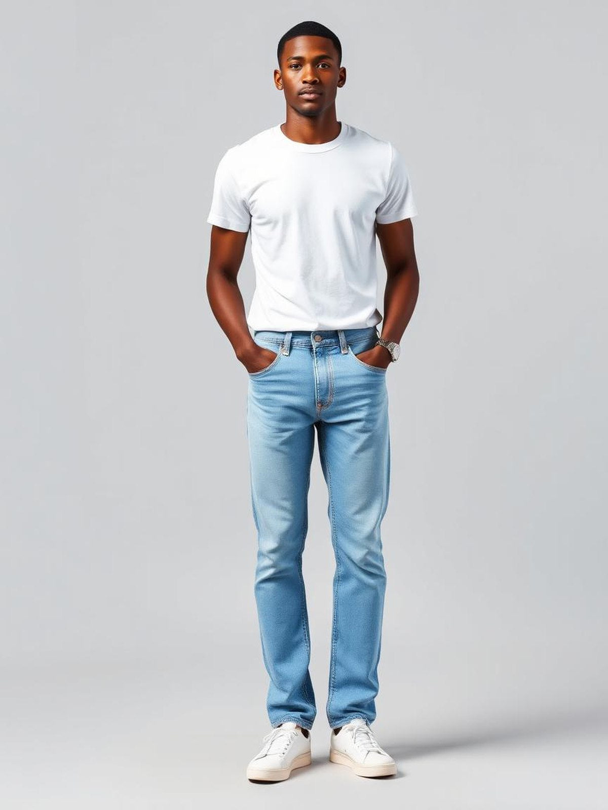 Straight Leg Jeans — Light Blue