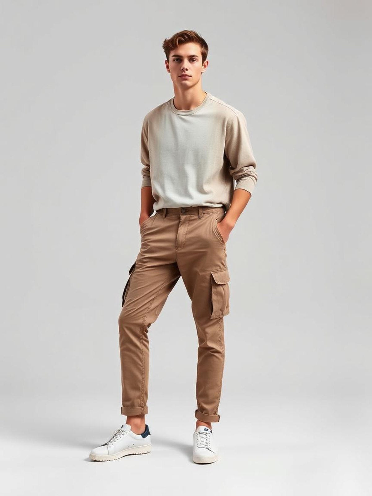 Taupe Cargo Utility Trousers