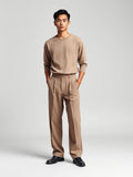 Taupe Pleated Wide Trousers