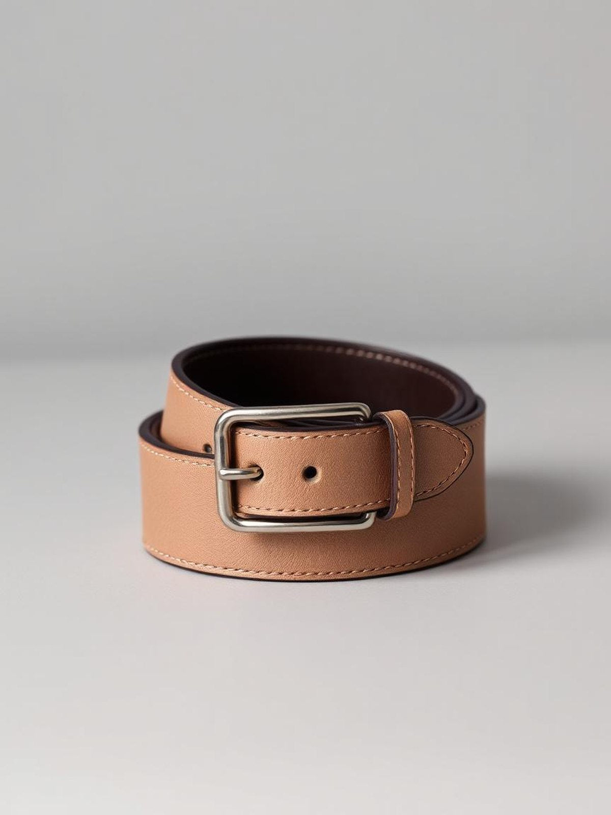 Taupe Reversible Leather Belt
