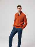 Terracotta Quarter Zip Knit Sweater