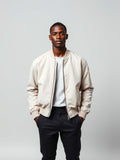 White Faux Suede Bomber Jacket