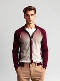 Zip-Through Knit Cardigan — Burgundy