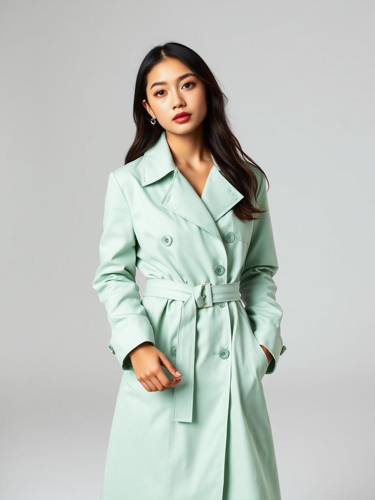Mint Belted Trench Coat