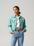 Mint Cropped Denim Jacket