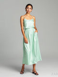 Mint Satin Slip Skirt