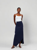 Navy Asymmetric Hem Skirt — Navy