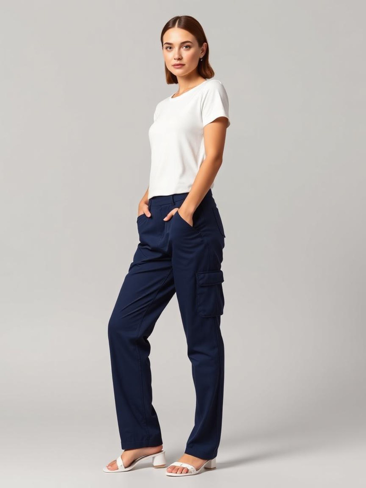 Navy Cargo Pocket Trousers — Navy