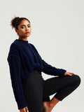 Navy Chunky Cable Knit Sweater