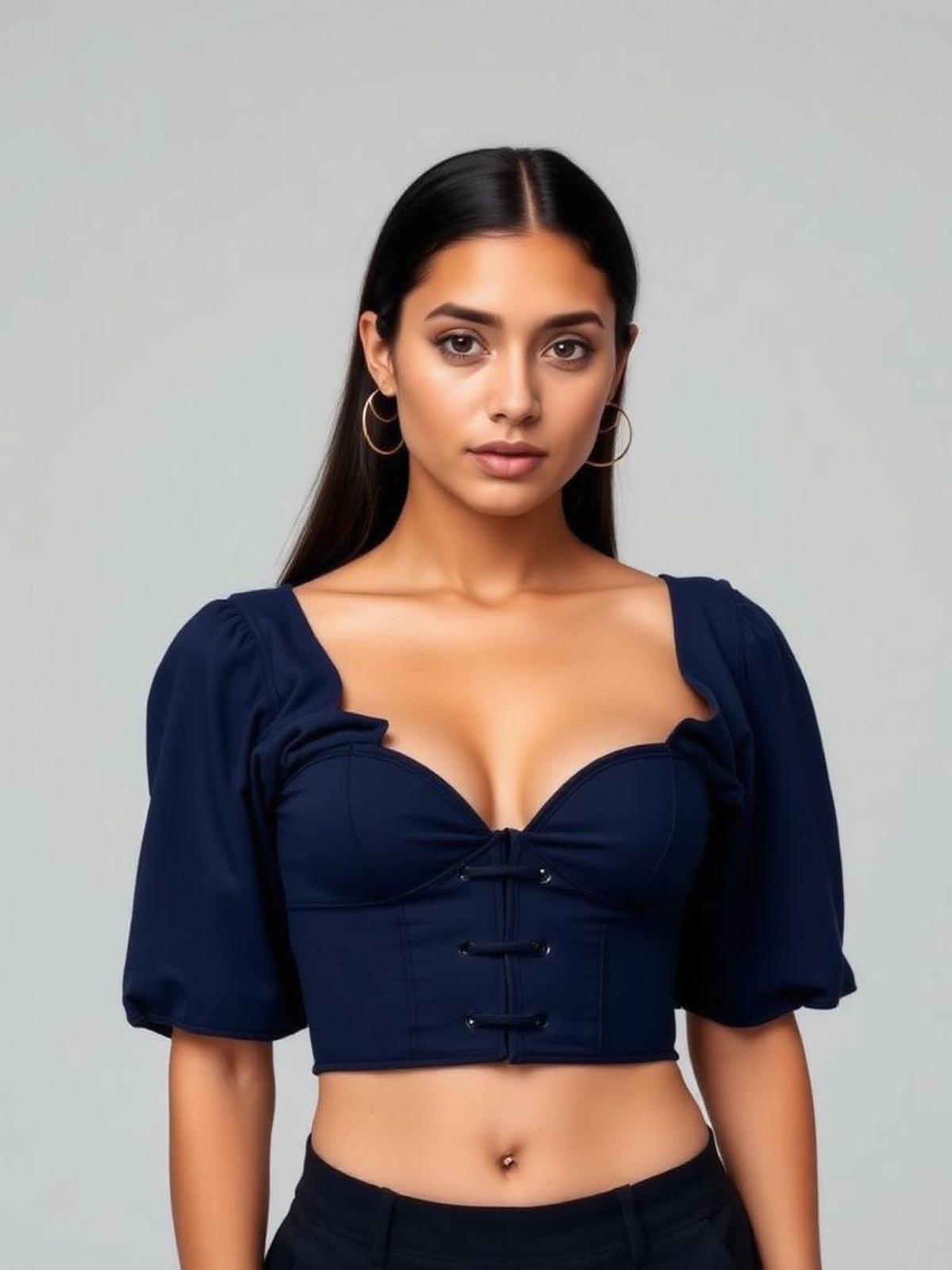 Navy Cropped Corset Top