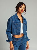 Navy Cropped Denim Jacket