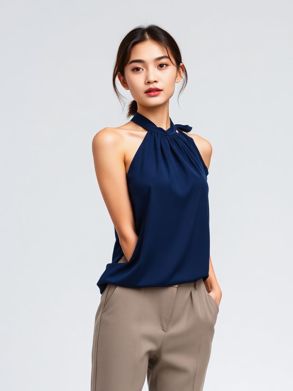 Navy Halterneck Top — Navy