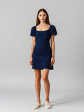 Navy Puff Sleeve Mini Dress — Navy