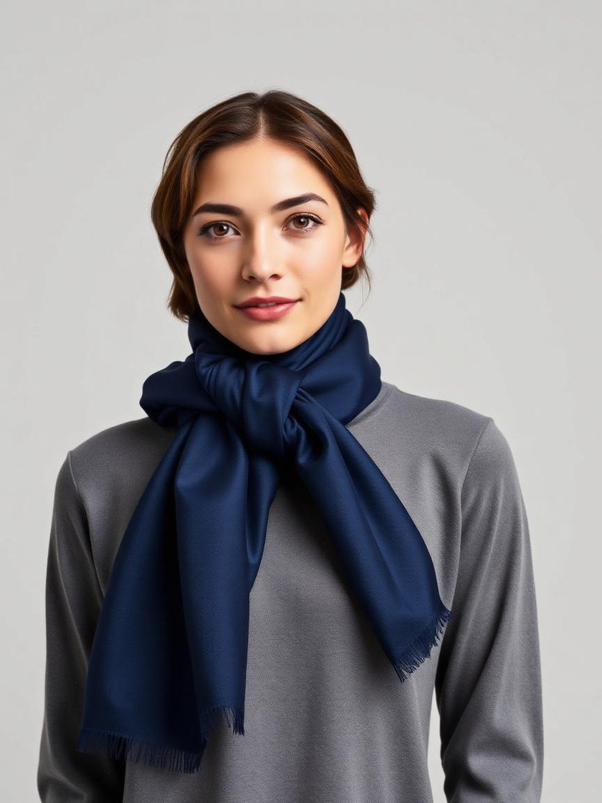 Navy Silk Twill Scarf