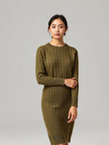 Olive Knitted Sweater Dress