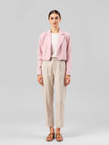 Pink Collarless Cropped Jacket — Pink