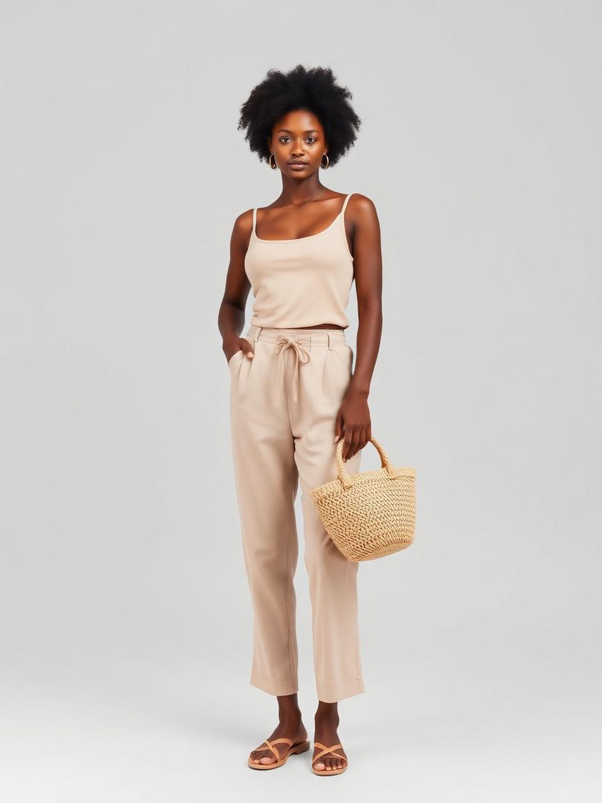 Pink Raffia Basket Bag — Pink