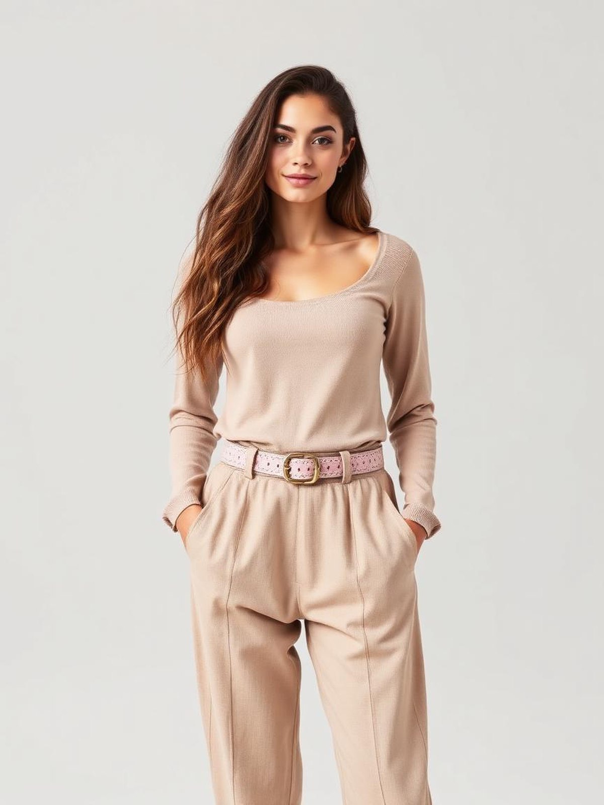 Pink Woven Leather Belt — Pink