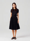 Pleated Midi Skirt — Black