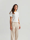 Pointelle Knit Top — White