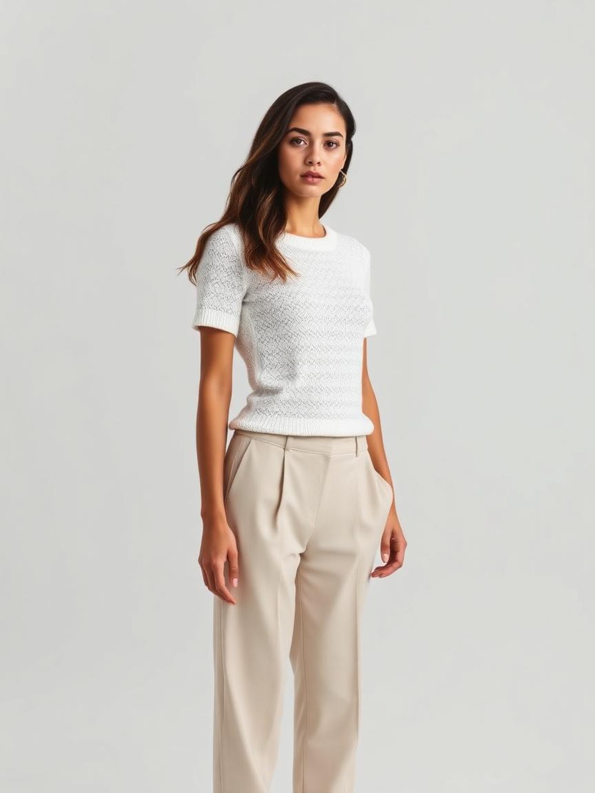 Pointelle Knit Top — White