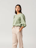 Puff Sleeve Blouse — Green