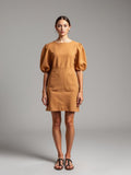 Puff Sleeve Mini Dress — Camel