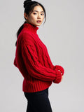 Red Chunky Cable Knit Sweater
