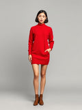 Red Knitted Sweater Dress — Red