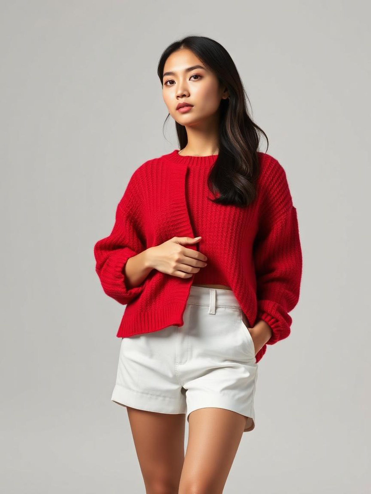 Red Open Knit Summer Sweater