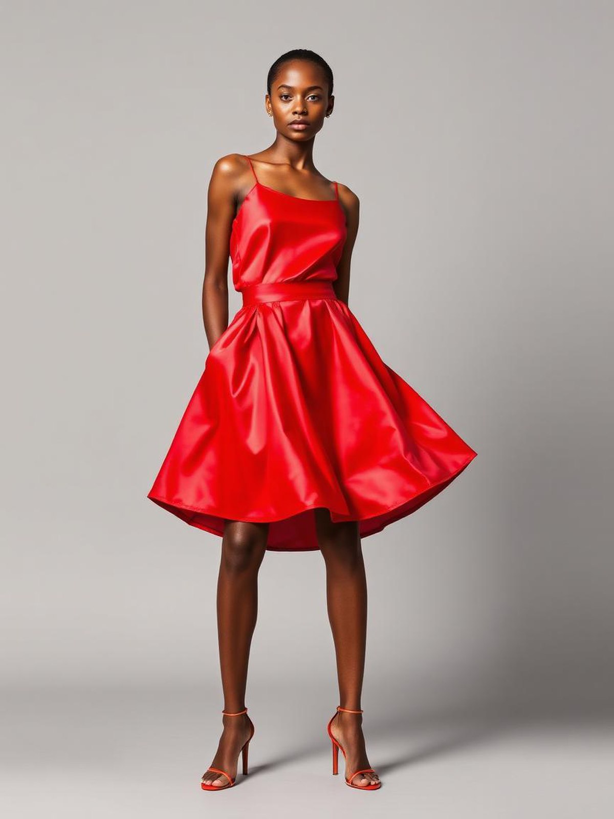 Red Satin Slip Skirt