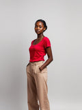 Red Scoop Neck Tee — Red