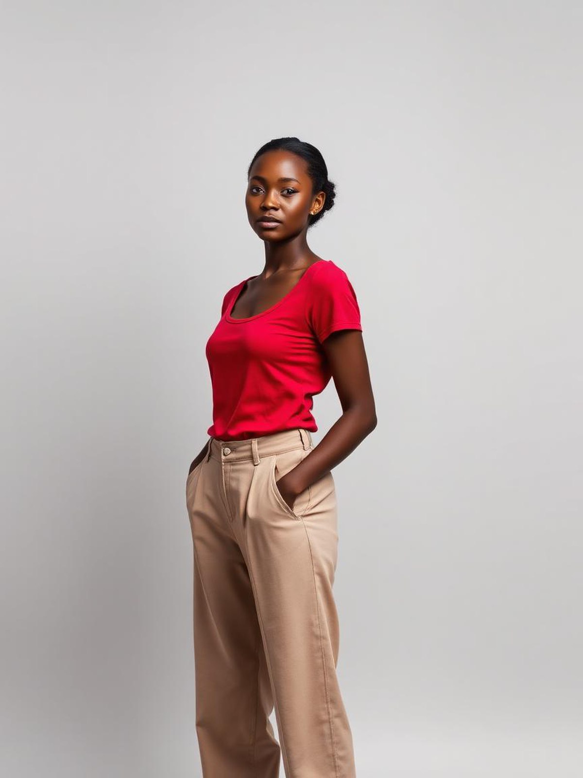 Red Scoop Neck Tee — Red