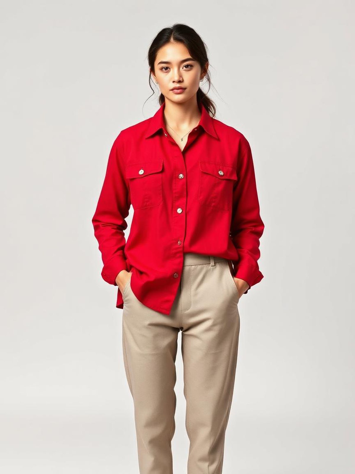 Red Utility Overshirt — Red