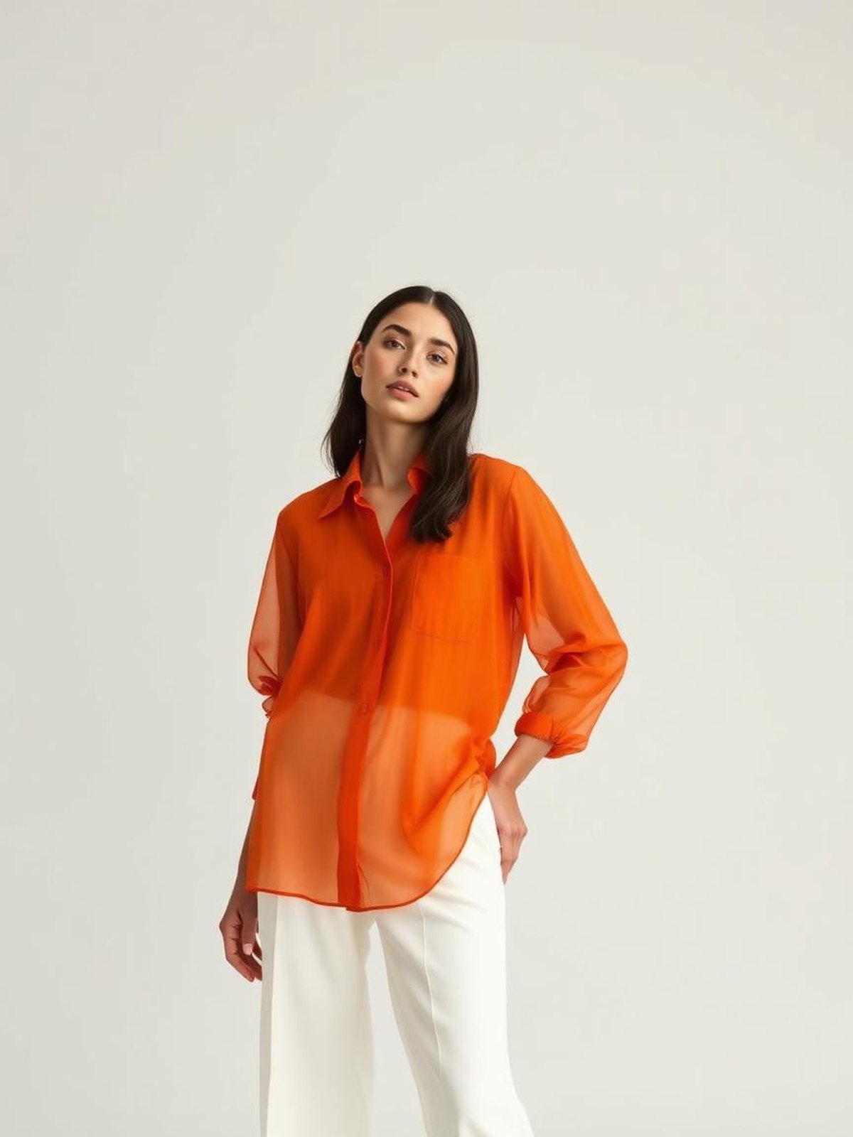 Rust Sheer Organza Blouse