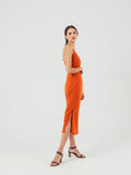 Rust Slip Midi Dress