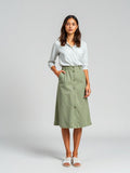 Sage A-Line Buttoned Skirt