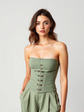 Sage Cropped Corset Top